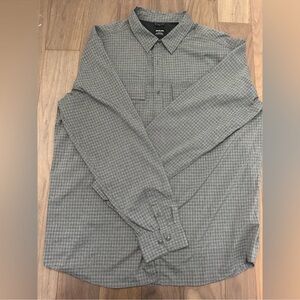 Prana Men's Gray Plaid Button Down Shirt